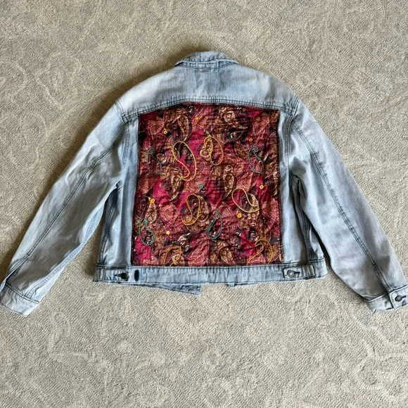 Free People Paisley Quilted Denim Jacket - Picture 3 of 9